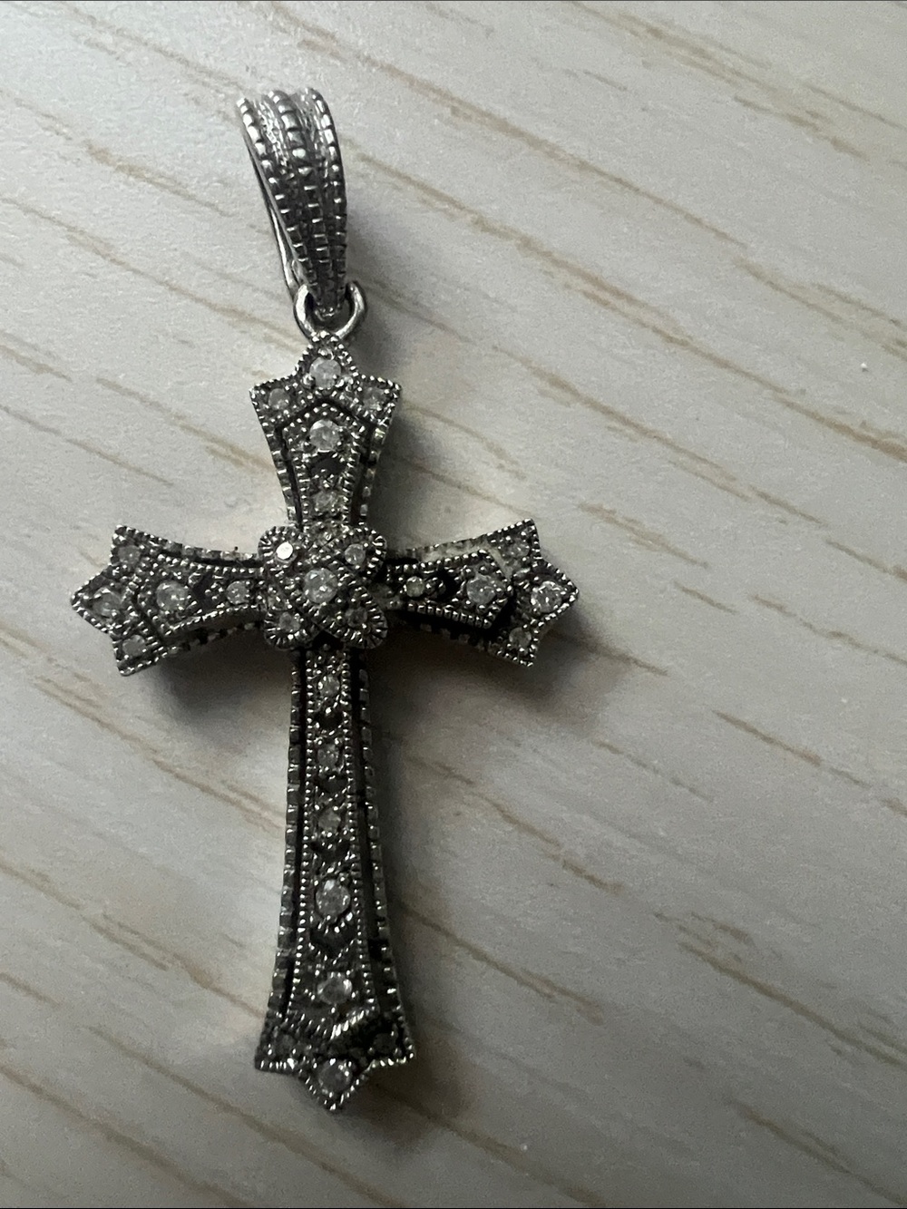 Sterling Silver Marcasite Cross Pendant - Silver